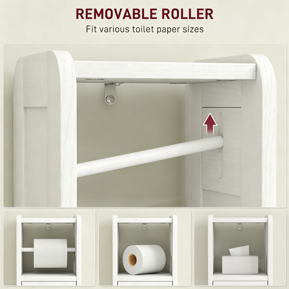 image 1 of HOMCOM Toilet Roll Holder Slim Bathroom Cabinet with Adjustable Shelf White