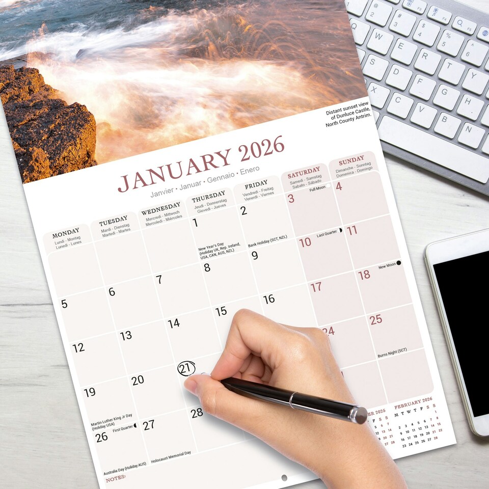 image 1 of Ireland 2026 Calendar | Square Wall Calendar | Travel Gift | Plastic Free Packaging | by Avonside Publishing