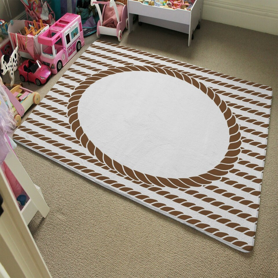 image 1 of Rope Border (Rug) Brown | Large: 140x200cm