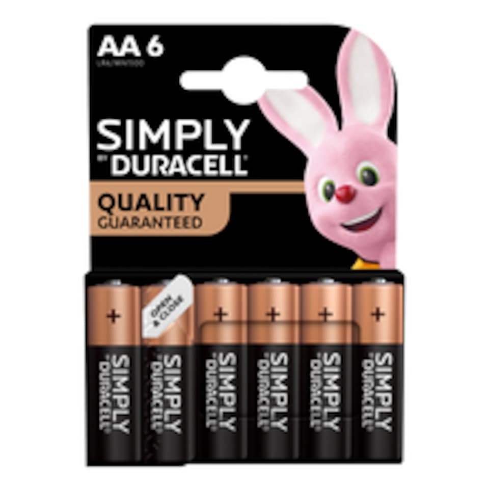 Duracell Simply Power AAA Alkaline Batteries, Pack of 6 | Chrome | AAA | 6