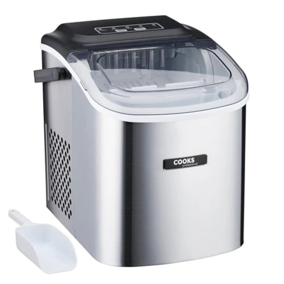 image 1 of Cooks Professional Ice Maker Machine with Scoop & 1.3L Tank - Makes 12KG Per Day | Silver