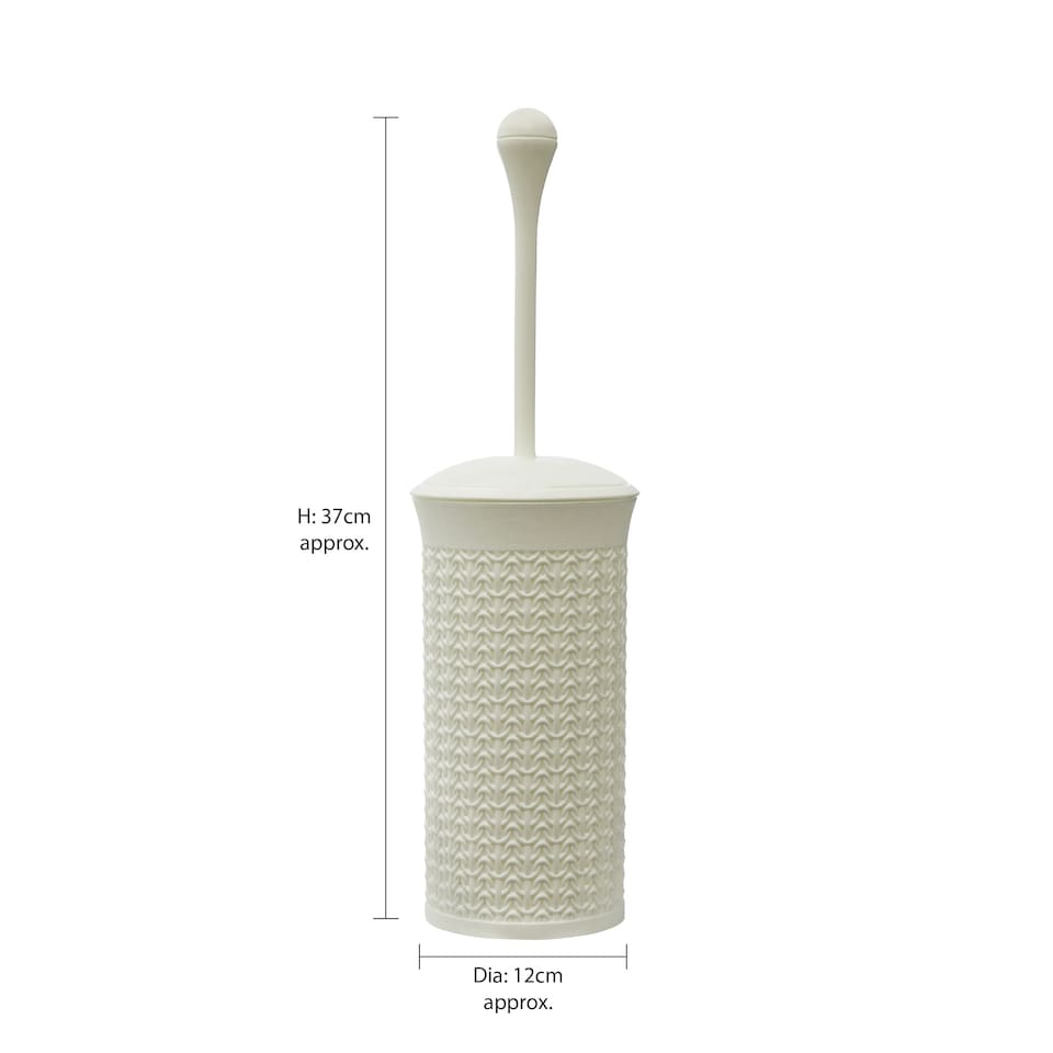 image 1 of JVL Knit Design Loop Plastic Toilet Brush and Holder, Ivory White