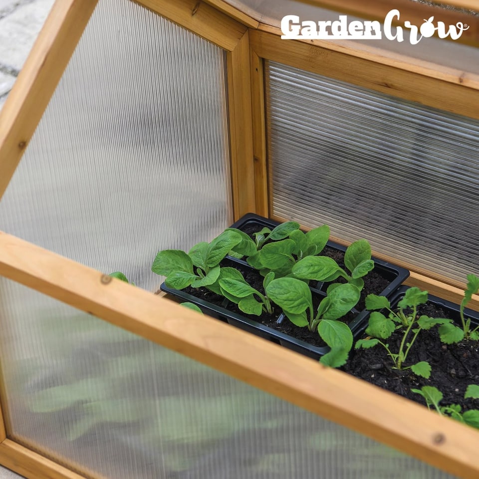 image 1 of Wooden Outdoor Cold Frame Grow House Polycarbonate Shelter for Garden Vegetables & Plants | Brown | 1