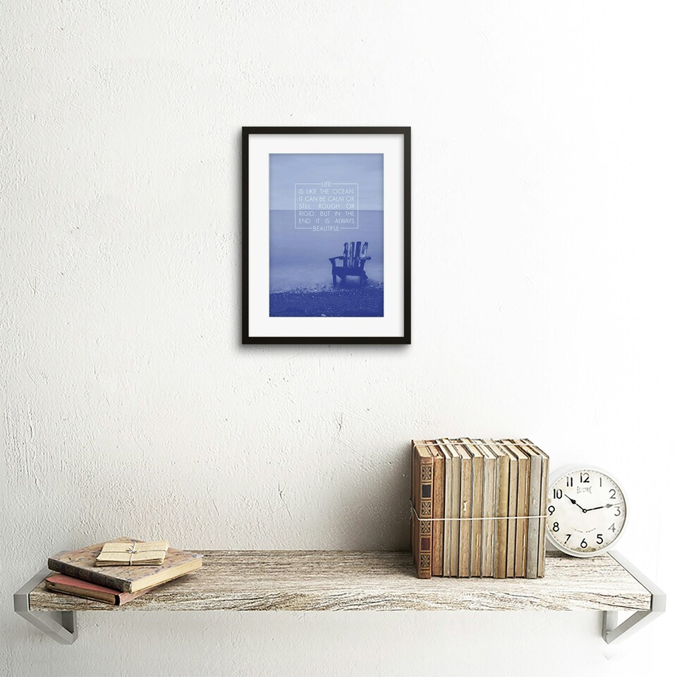 image 1 of Life Like Ocean Calm Rouch Still Beautiful Quote 9x7" Black Framed Wall Art Print