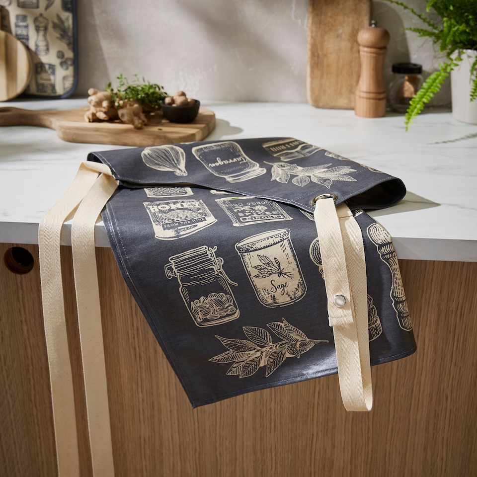 image 1 of Ulster Weavers Herbs & Spices Apron - PVC/Oilcloth Grey