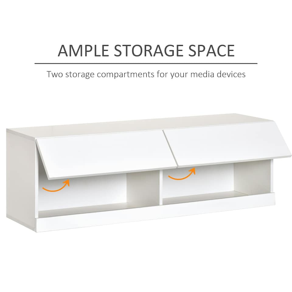 image 1 of HOMCOM Wall Mount TV Stand W/ LED Lights Media Console with Storage & Cable Hole