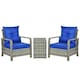 image 1 of Outsunny 3 PCs PE Rattan Garden Sofa Set with 2 Chairs & Storage Table