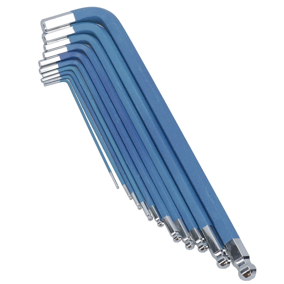 image 1 of 10pc Extra Long Coloured Allen Hex Ball Ended Keys Set With Holder 1.5 – 10mm