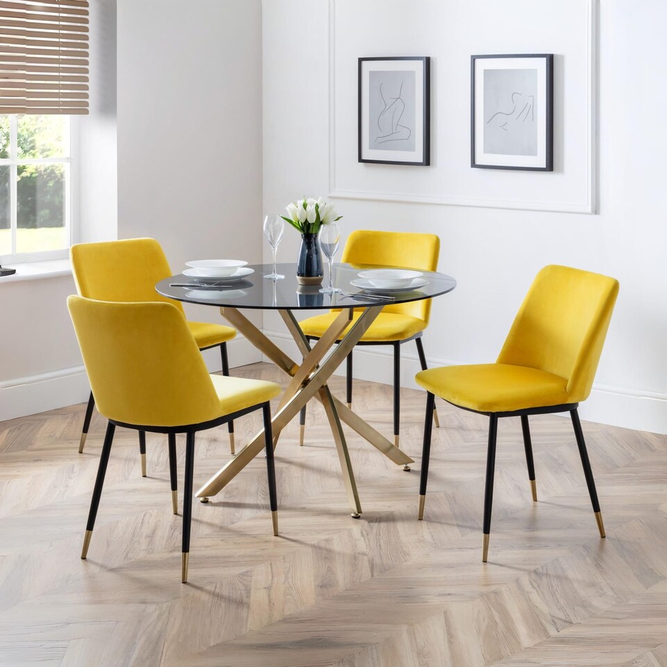 image 1 of Celeste Premium Mustard Dining Chairs - Set of 2