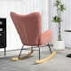 image 6 of HOMCOM Velvet Rocking Chair with Lumbar Pillow for Living Room Bedroom 