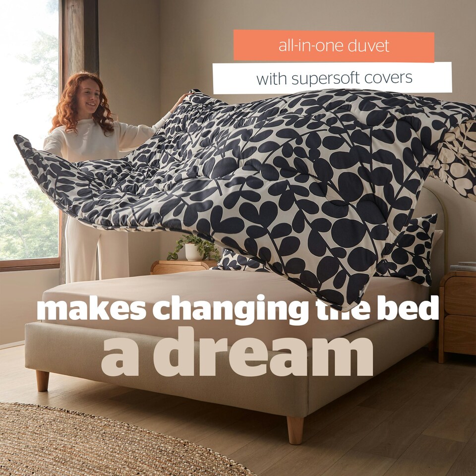 image 1 of Silentnight Coverless 10.5 Tog Duvet and Pillowcase Set, Leaf Print Blue | Double