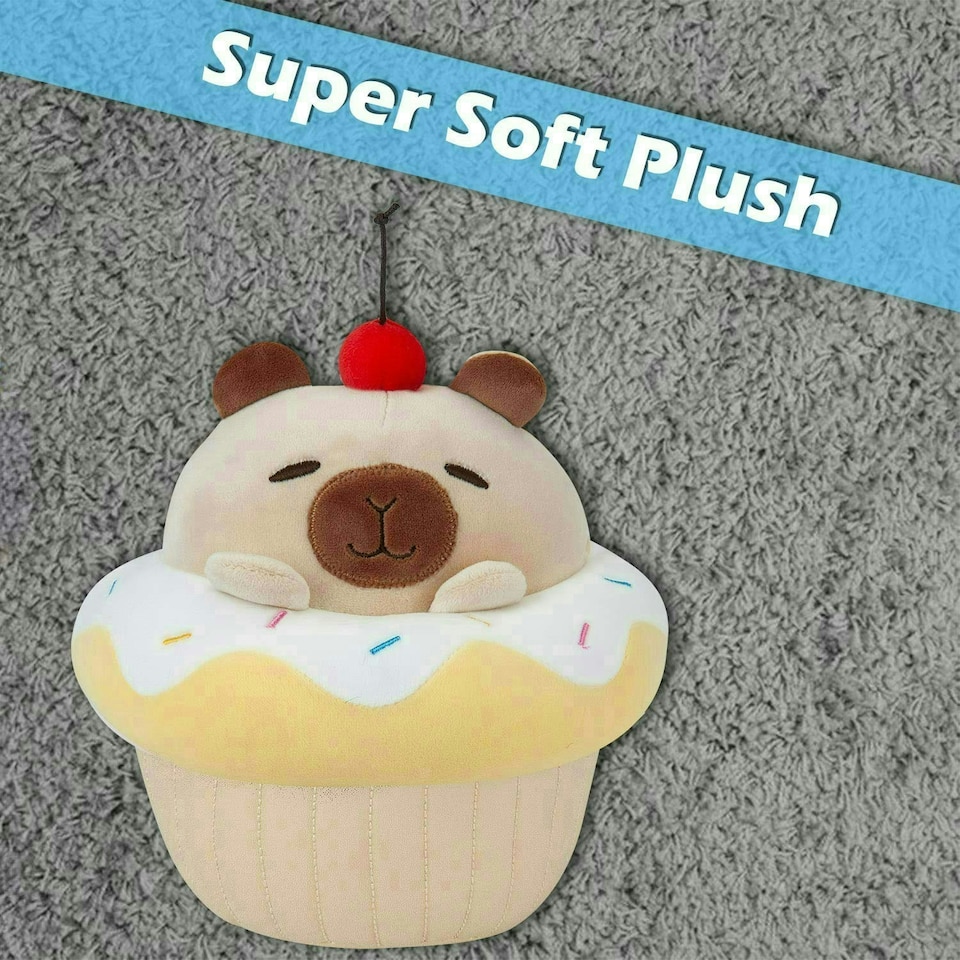 image 1 of Capybara Cup Cake Soft Toy Cute Plushie Huggable Cuddly Stuffed Toy 20cm Yellow