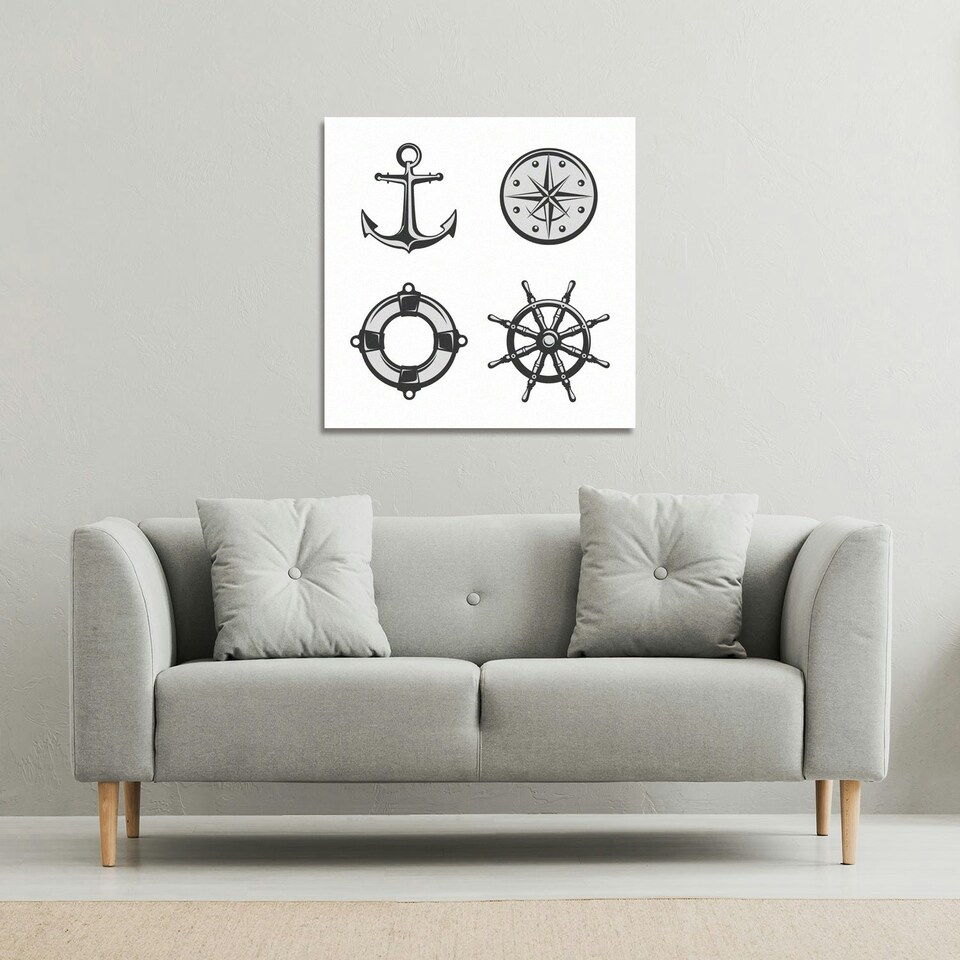 image 1 of Nautical Icons (Canvas Print) 101 x 101 x 4cm