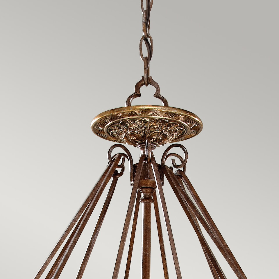 image 1 of Marcella 4 Light Round Pendant British Bronze Finish, E27