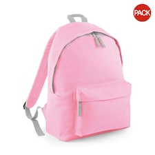 Beechfield Childrens Junior Fashion Backpack Bags / Rucksack / School (Pack Of 2) - Classic Pink/ Light Grey - One Size