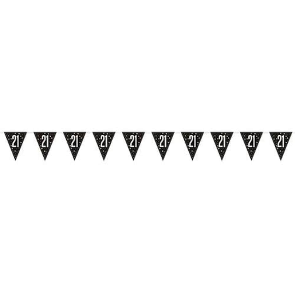 image 1 of Black Glitz Age 21 Holographic Foil Pennant Bunting 274cm