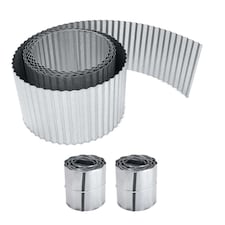 Pack of 2 x 5m Galvanised Corrugated Lawn Edging Rolls in Silver Silver