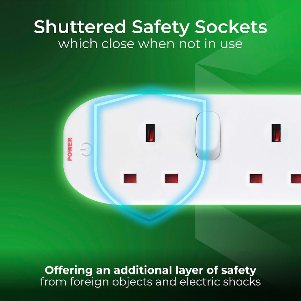 image 1 of Masterplug 13A 6 Socket Individually Switched Extension Lead 2m, White