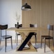 image 4 of Dining Table Extendable 120-160cm Extending Oak Finish Top Black X Frame Leg 6-8 Seater - Xia