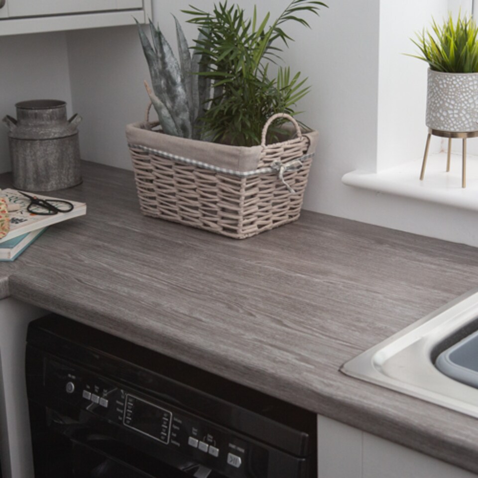 image 1 of Sticky Back Plastic Oak Sheffield Grey Wood Effect Kitchen Self-adhesive Vinyl Wrap for Cupboards, Doors and Worktops 90cm x 15m (3 rolls) - d-c-fix