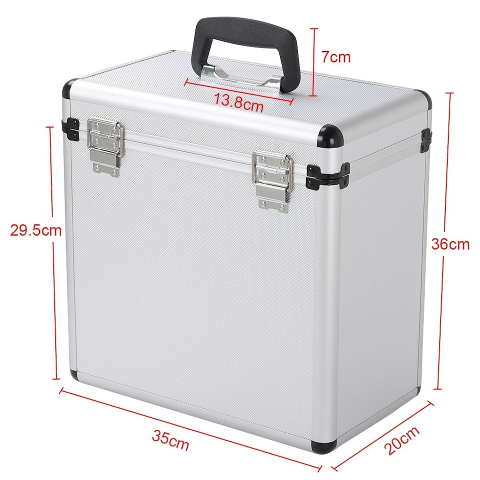 image 1 of Yaheetech Vinyl Storage Case with Lockable Latches Black Silver