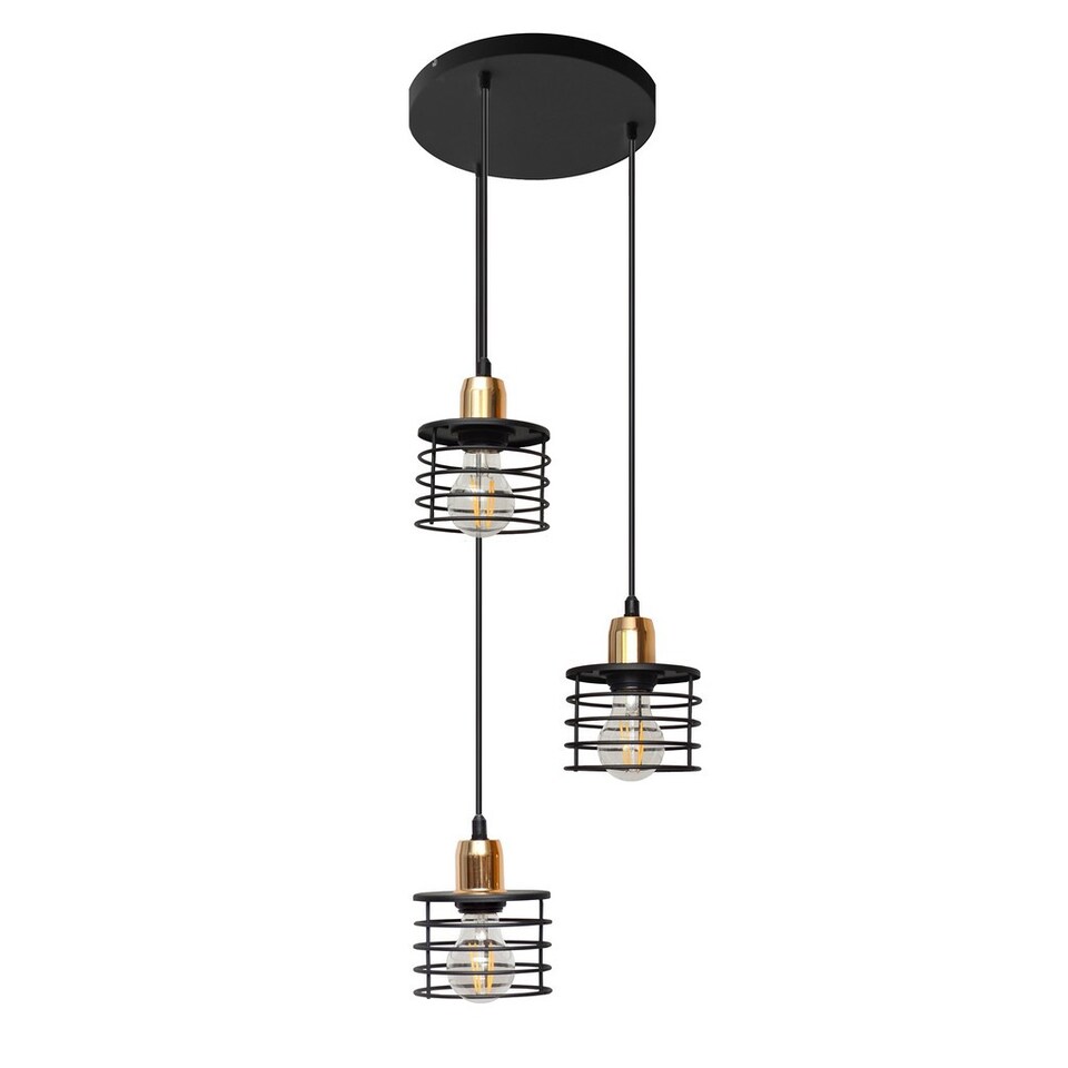 image 1 of Edison Cluster Pendant Ceiling Light Black, Copper 38cm