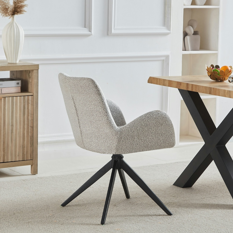 image 1 of Set of 2 Giarre Fabric Dining Chairs - Beige