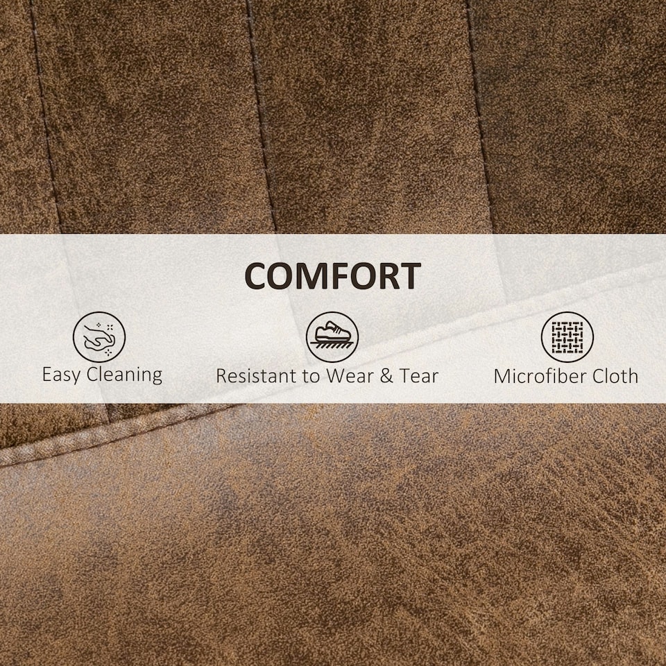 image 1 of HOMCOM Set Of 2 Microfibre Retro Tub Bar Stools Metal Frame Footrest Seat Brown