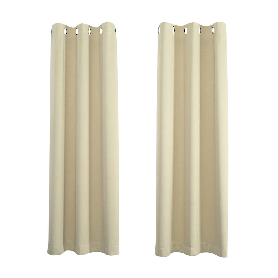 image 1 of Cream Eyelet Curtains - Thermal Blackout Curtains  - 46 x 54 Inch Drop - 2 Panel Cream