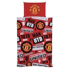 Manchester United FC Patches Duvet Cover Set - Red/Yellow/Black - Single