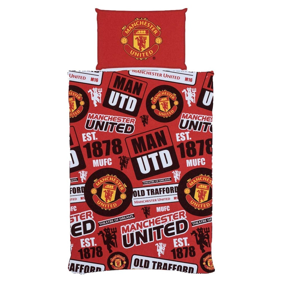 image 1 of Manchester United FC Patches Duvet Cover Set - Red/Yellow/Black - Single