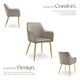 image 3 of Dining Chair Avane - velvet look, padded armchair, high backrest and high armrests - Set of 4 Grey | Taupe