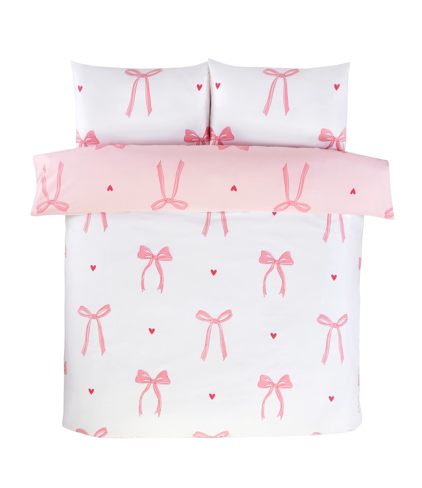 image 1 of Bows Microfibre Duvet Cover Set with Pillowcase