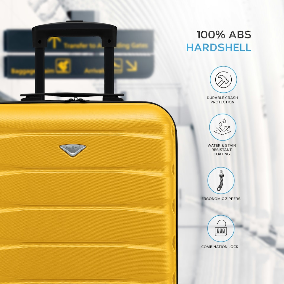 image 1 of 55x40x20cm Ryanair (Priority) TUI, Carry on Cabin Suitcase Hard Shell Approved for 60+ Airlines Yellow | Yellow/Black | Cabin Bag
