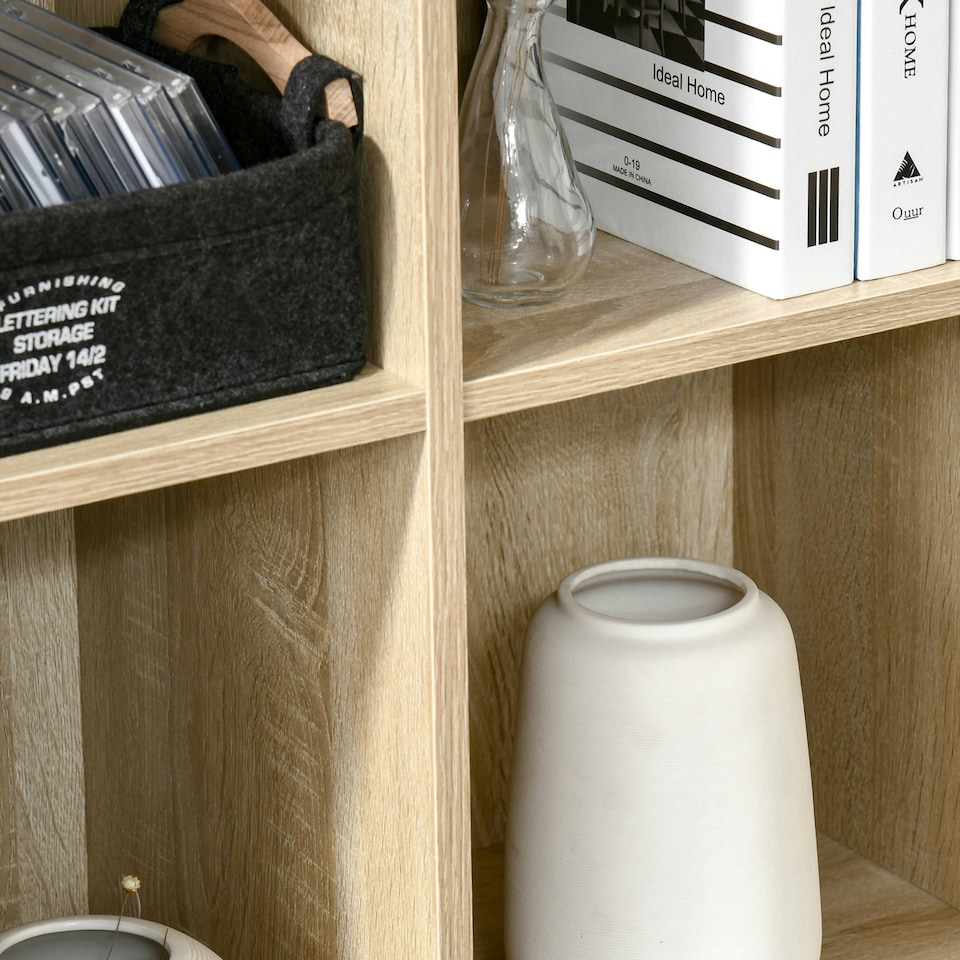 image 1 of HOMCOM Cubic Cabinet Bookcase Storage Shelves for Home Office, Oak