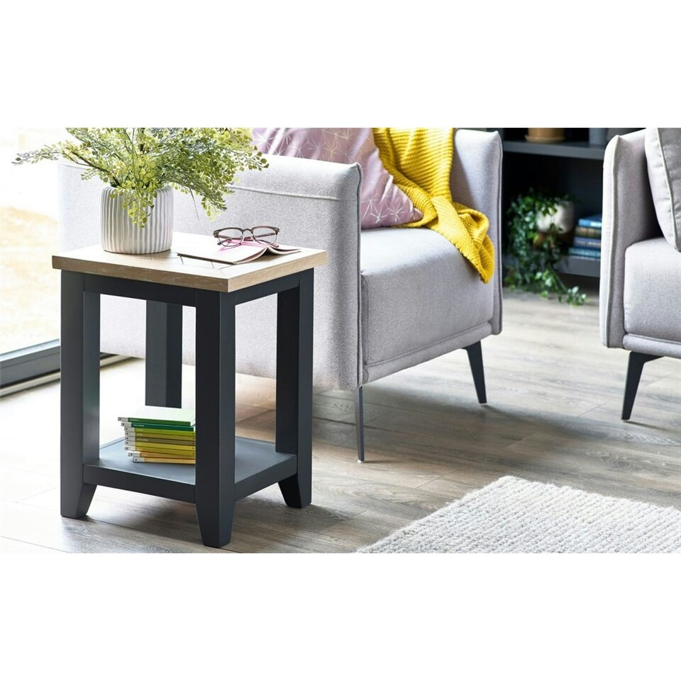 image 1 of Classic Rustic Dark Grey Lamp Table | Grey | Grey