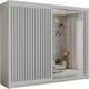 image 4 of Modern Vertical Panelled Sliding Wardrobe 150cm | White/Black/Grey/Oak 2-Door Bedroom Storage Grey | (Oak Strip) 150cm 