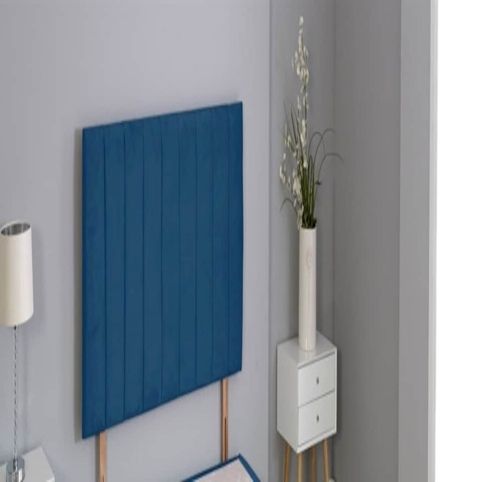 image 1 of Blue Plush Velvet 9 Panel Headboard | Blue | 5FT King 20"inch Headboard