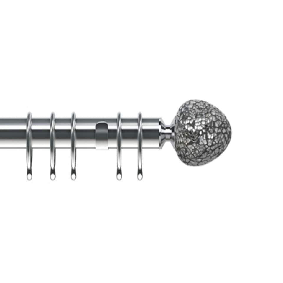 image 1 of 35mm Fixed Length Metal Curtain Pole Set Chrome Alexia Finial 280cm