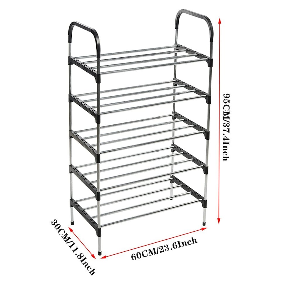 image 1 of Living and Home 5-Tier Stackable Shoe Rack Organizer