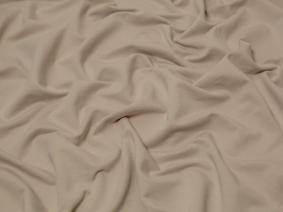 Minerva Core Range Beige Heavy Loop Back French Terry Stretch Knit Fabric for Dressmaking, 155cm / 61" Wide - per metre
