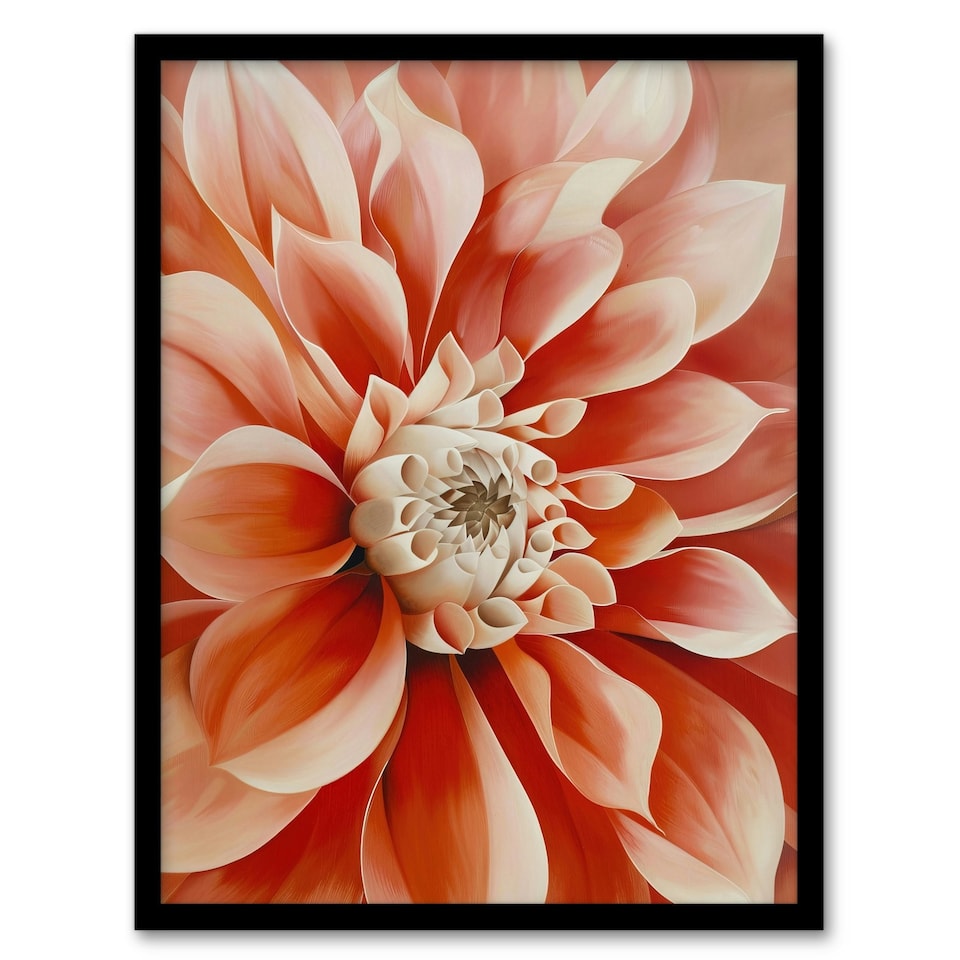 image 1 of Pink Dahlia Flower Close Up Petals Living Room Black Framed Wall Art Print A4