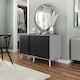 image 6 of URBNLIVING Grey Carcass 3 Door Sliding Storage Cabinet | Multi | Black Doors & White Legs | 1