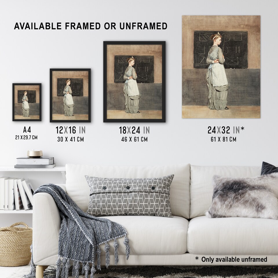 image 1 of Teacher with Blackboard Winslow Homer Wall Art Poster Print 12X16"