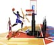 image 2 of Basketball Players 3D Pop Up Greeting Card