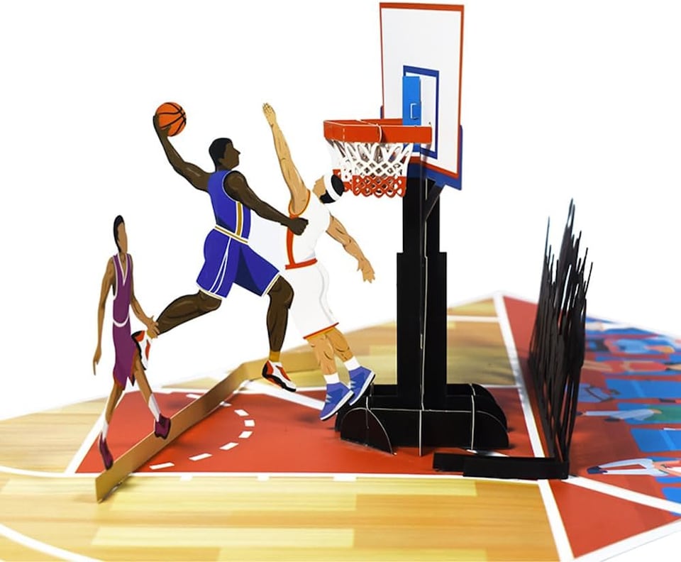 image 1 of Basketball Players 3D Pop Up Greeting Card
