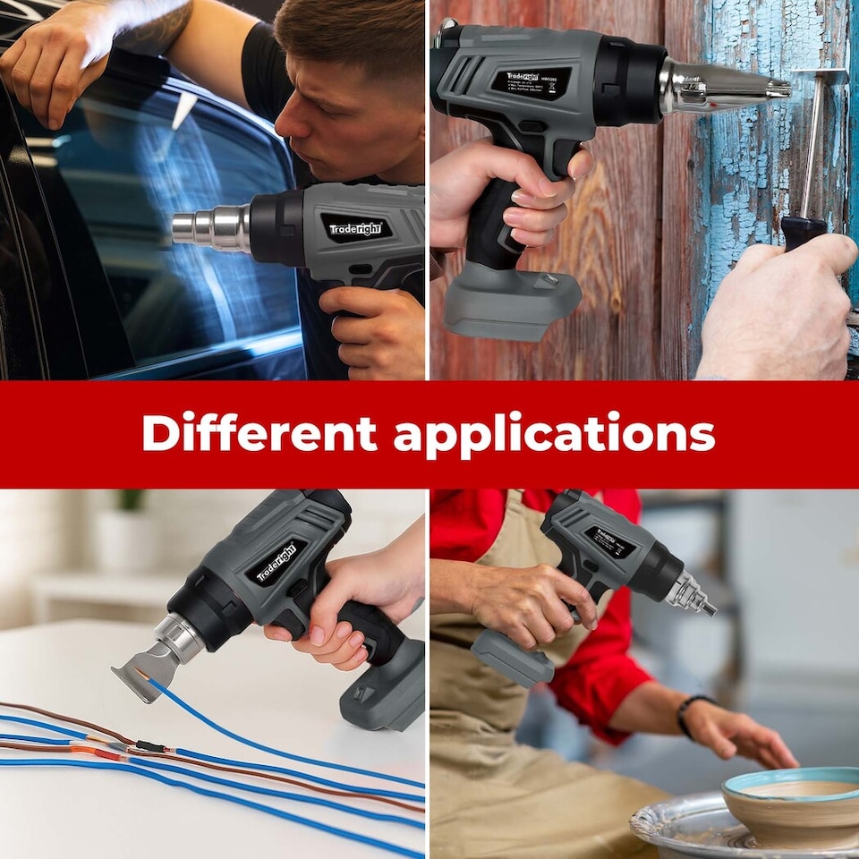 image 1 of Traderight 21V Cordless Heat Gun Handheld Hot Air Tool with 5 Nozzles