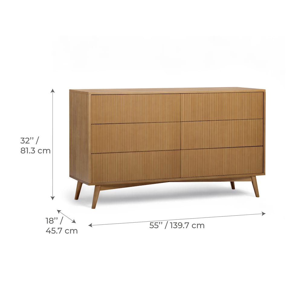 image 1 of Teamson Home Tremolo Chest of Drawers 6 Drawer Bedroom Dresser, Natural