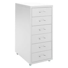 Living and Home Vertical File Cabinet with 6 Drawers - White