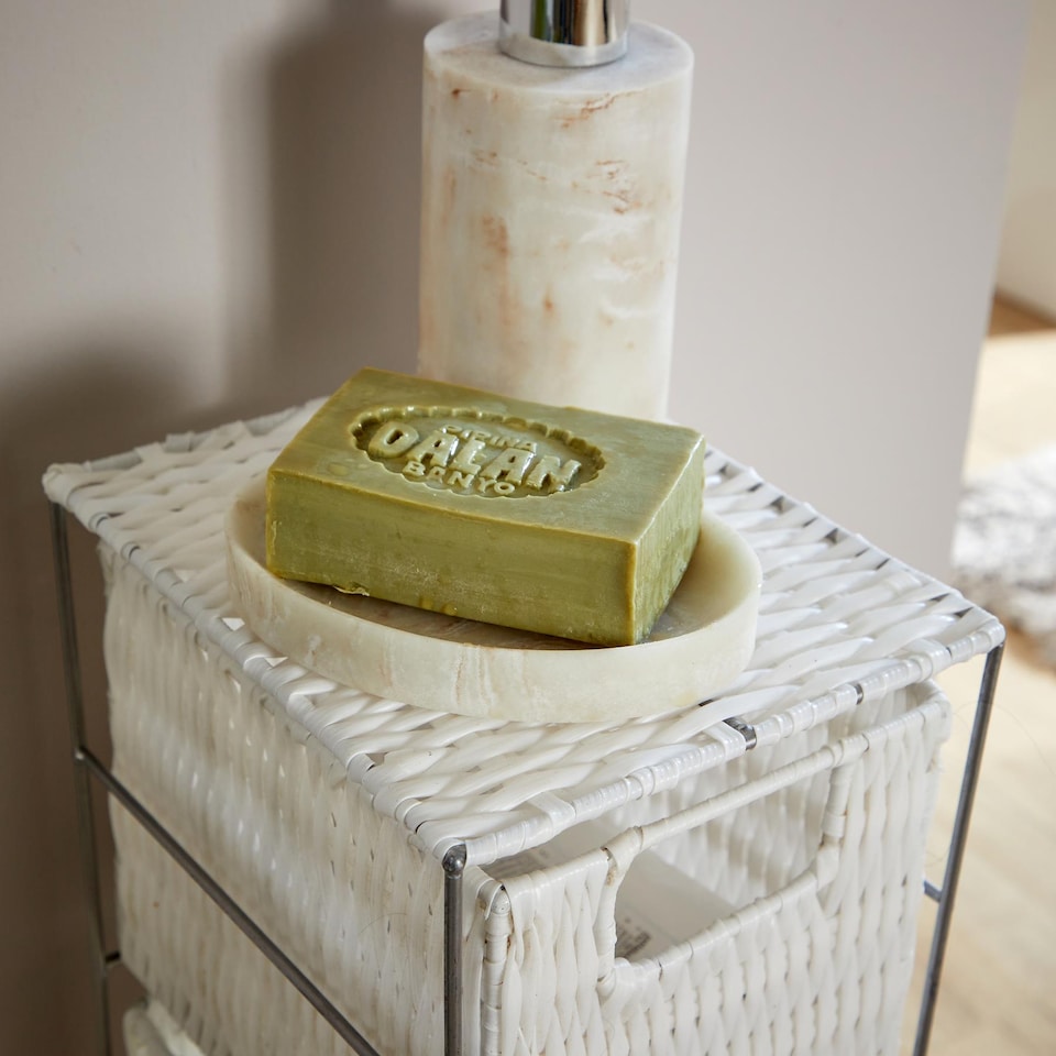 image 1 of Metal Frame Rattan Storage Drawers Home Furniture Fully Assembled | White